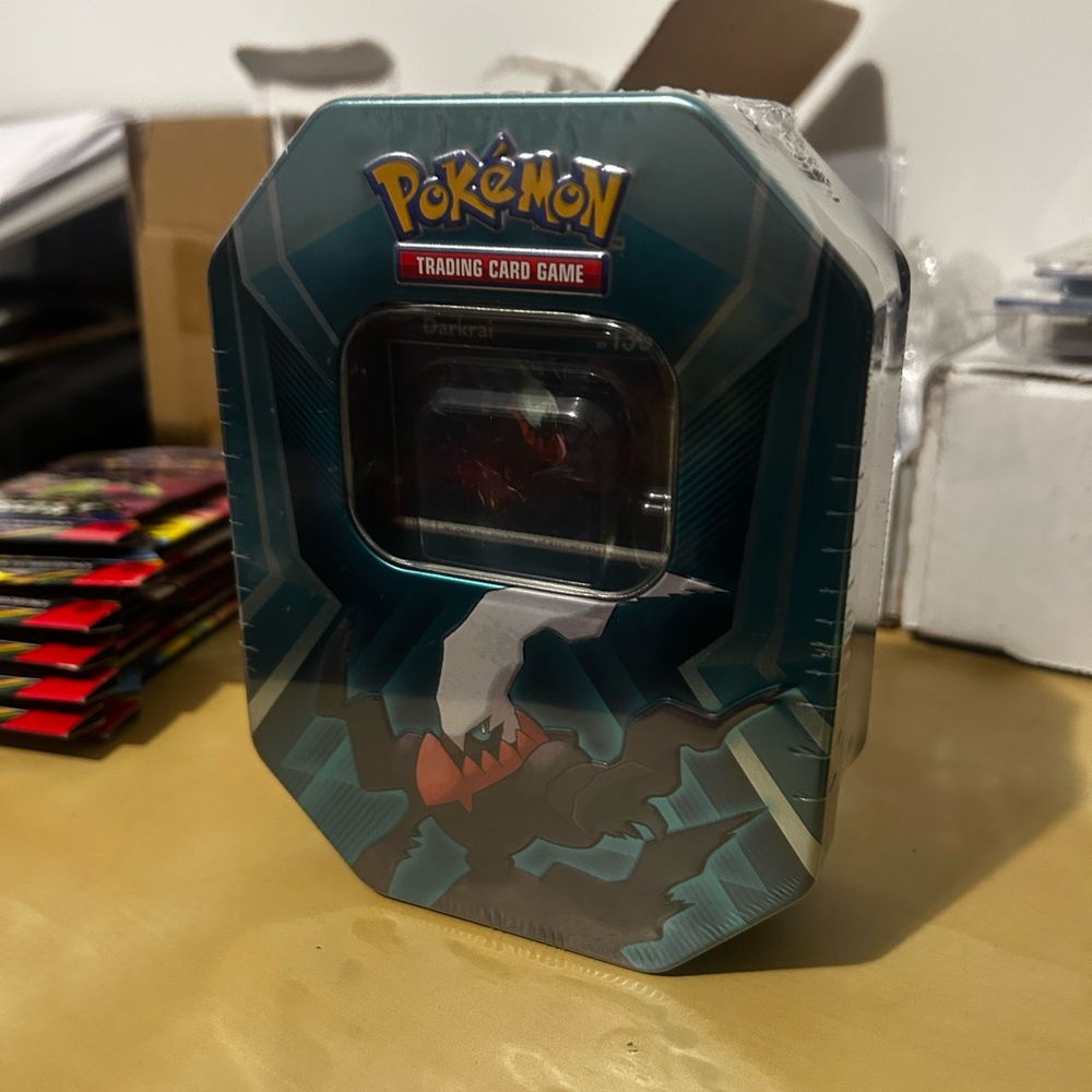 Pokemon Darkrai Teal Blue Tin‎ with 3 booster pack within